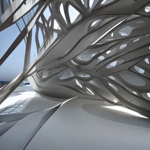 Image similar to a shiny and solemn memorial by zaha hadid