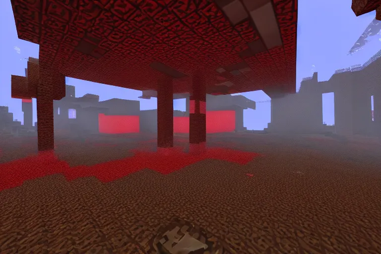 Prompt: found footage recording of nether map from minecraft, dark, extremely high detail, 8 k, volumetric lightning, unreal engine, photorealism, hyperrealism