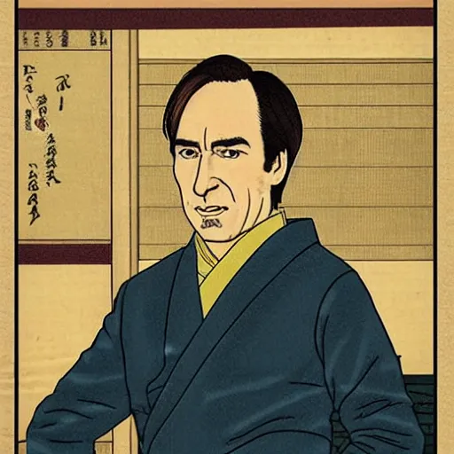 Image similar to Saul Goodman/Jimmy McGill Ukiyo-e highly detailed Edo Period