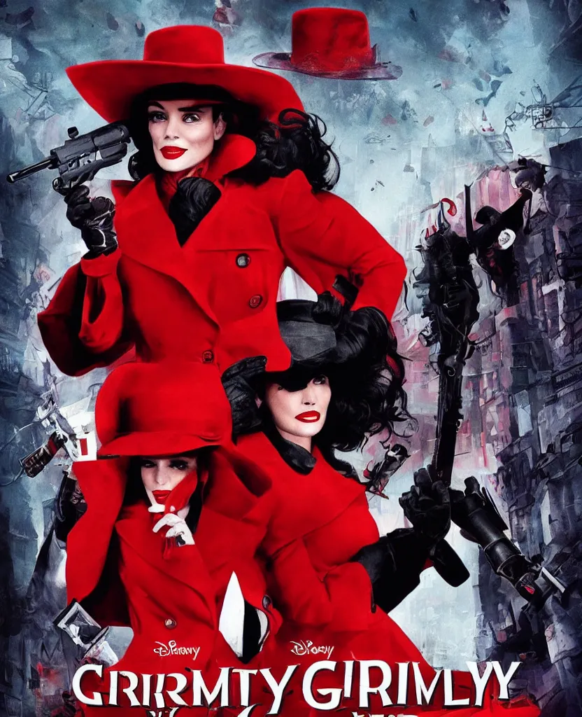 Image similar to gritty grimdark reboot of carmen sandiego, movie poster