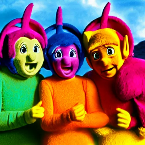 Image similar to sonny bono as the teletubbies sun