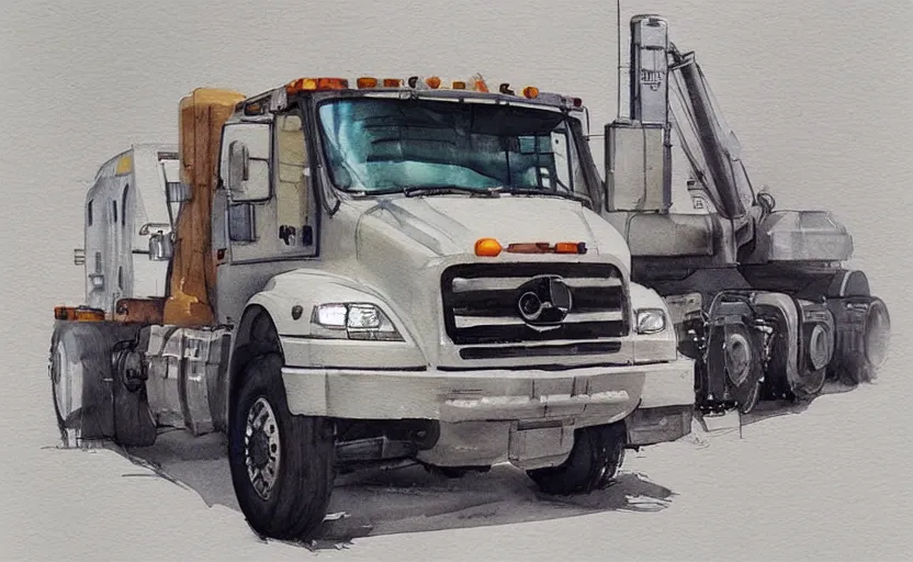 Image similar to concept art of a crane truck, pinterest, artstation trending, behance, watercolor, by coby whitmore, silver, laser light,