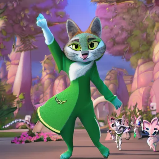 Prompt: princes jasmin, anthropomorphic cat, in the style of zootopia, highly detailed, far shot