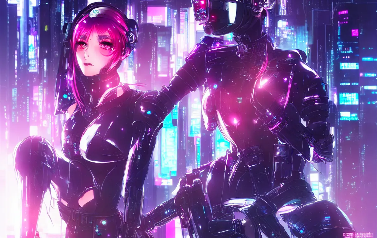 Image similar to portrait anime visual futuristic female cyber police, on cyberpunk neon light tokyo rooftop, ssci - fi and fantasy, intricate and very beautiful, human structure, concept art, sharp focus, anime by rossdraws and magali villeneuve and luxearte and liya nikorov, frostine engine