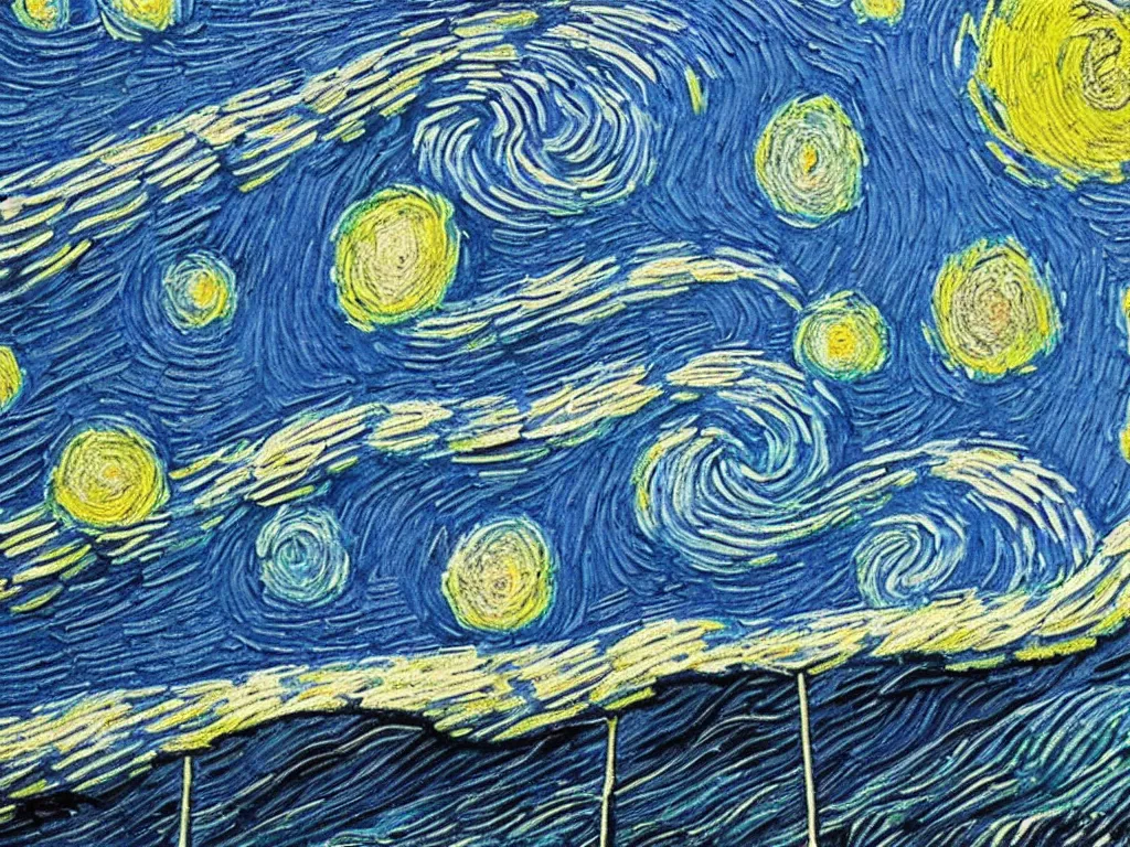 Prompt: inverted van gogh starry night