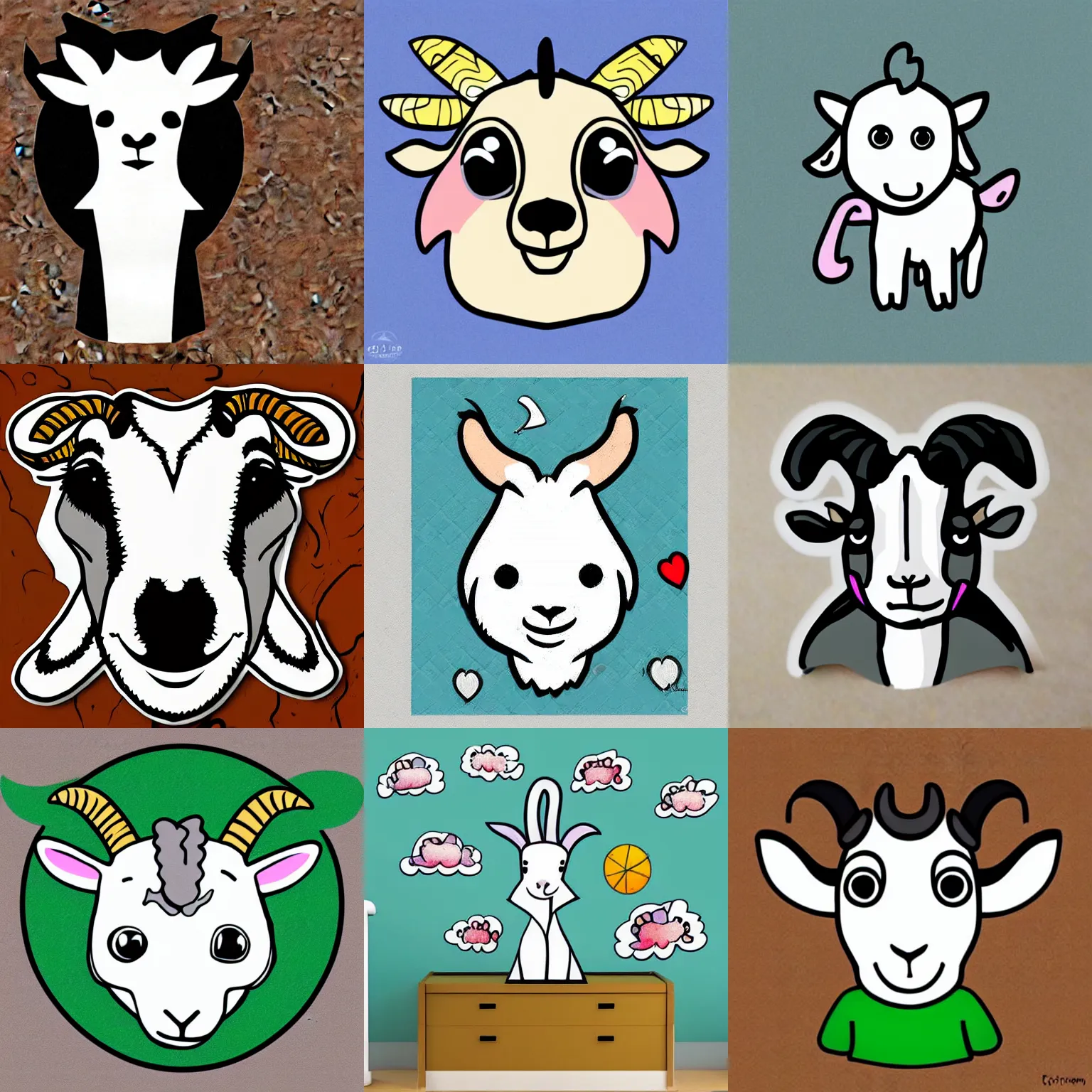 Prompt: adorable goat art cartoon sticker profile picture