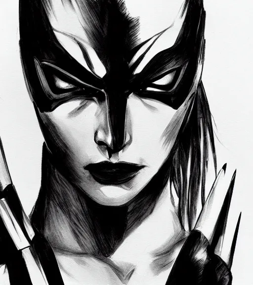 Prompt: tired vigilante girl angry detailed rendering pencil ink painting realistic hd with frank Miller Alex Ross style trending Flickr