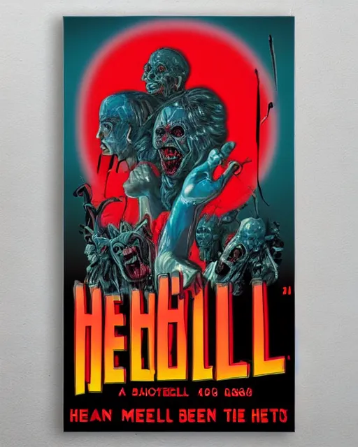 Image similar to 1 9 8 0 s poster advertisement for hell, poster design, 4 k, heavy metal art style