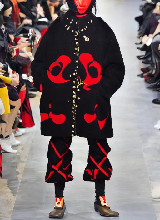 Image similar to Jollibee coat designed by Yohji Yamamoto