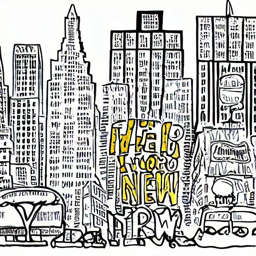 Image similar to toddler drawing of New York, advertising