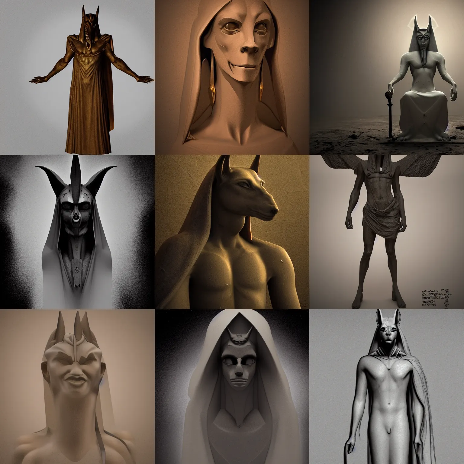 Prompt: photo of ghost of anubis, spirits,, ghosts, mist, satanic, satan, vray, masterpiece, trending on mentalray