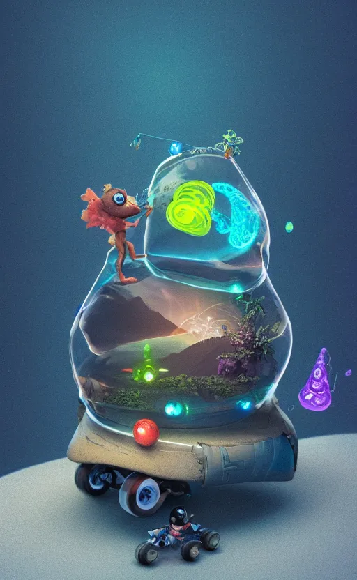 Prompt: tiny skateboard, volcano, floating, rbc, radiolaria, protophyta, micro - organisms, center frame, symmetric, rim light, marine microbiology, bioluminescence, electric, fur, soft, concept art, intricate details, highly detailed, colorful, photorealistic, disney pixar, octane render, iridescent, anime, 8 k