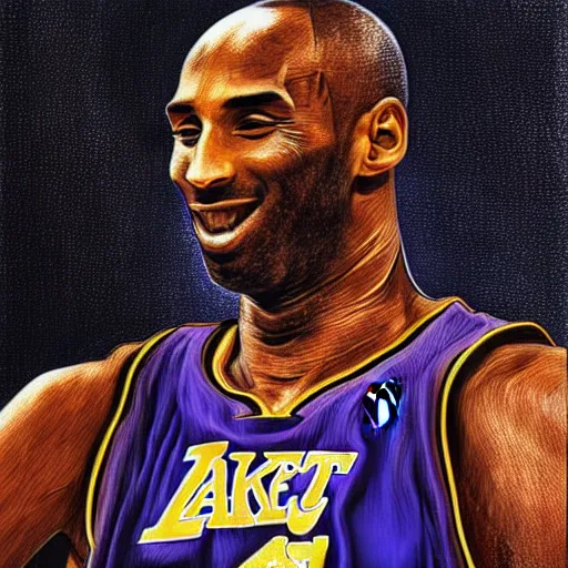 Prompt: a digital oil portrait painting of Kobe Bryant, Digital art