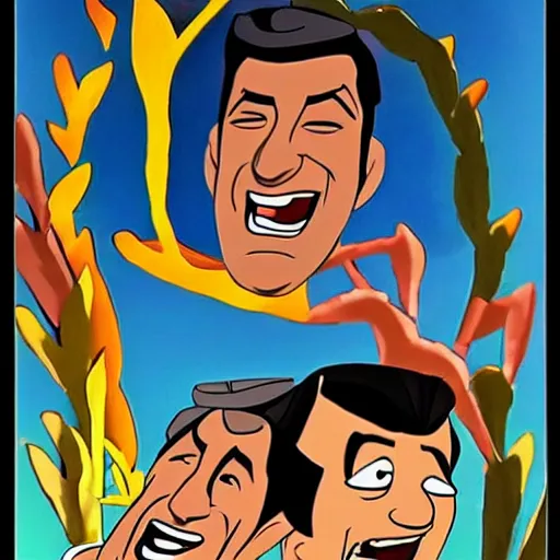 Prompt: Dean Martin and Jerry Lewis in the style of road to Eldorado