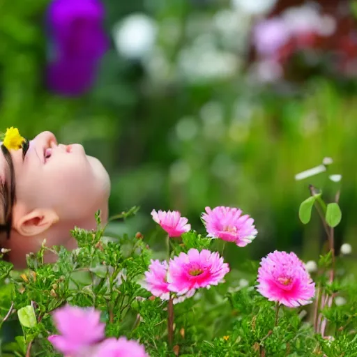 Image similar to Filed of babies growing next to flowers