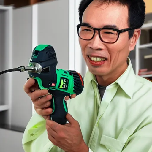 Image similar to Hồ Chí Minh holding Electric Cordless Drill