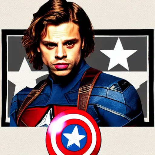 Image similar to sebastian stan as captain america