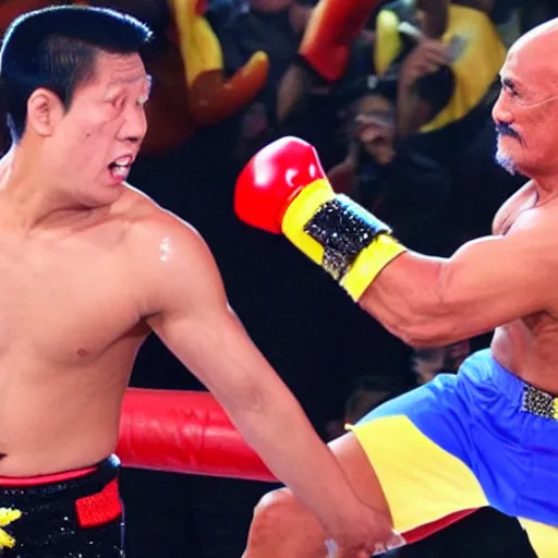 Image similar to King of Thailand fights Hulk Hogan in WWE