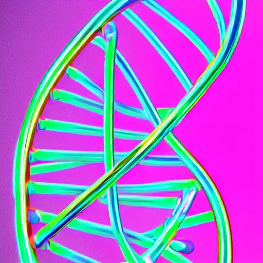 Prompt: dna inside a cell neon colors futuristic