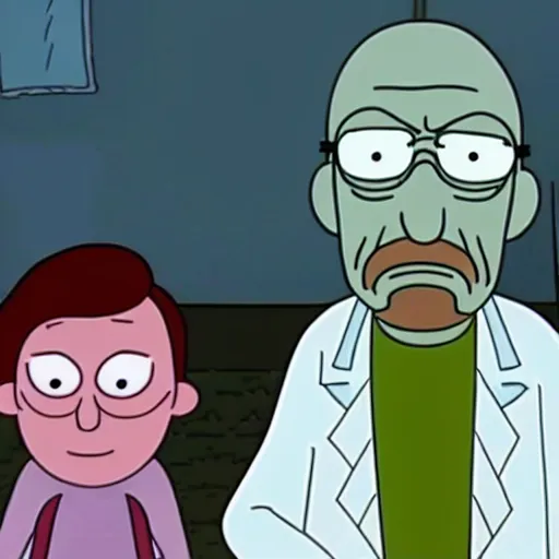 Prompt: walter white as a character in rick and morty