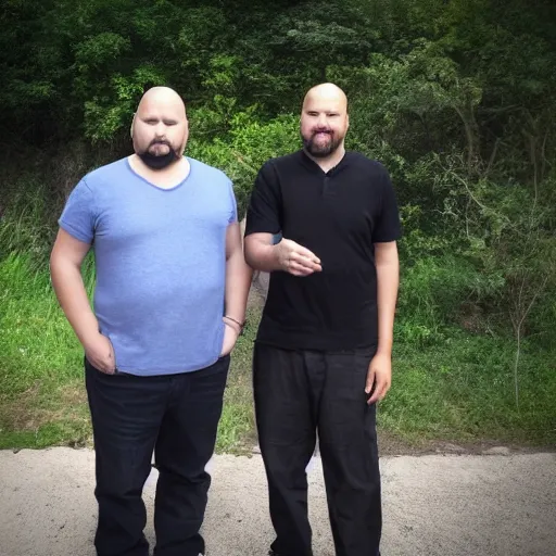 Prompt: an image of two humans. the first human is markus persson. the second human is barack obama. mojang, notch.