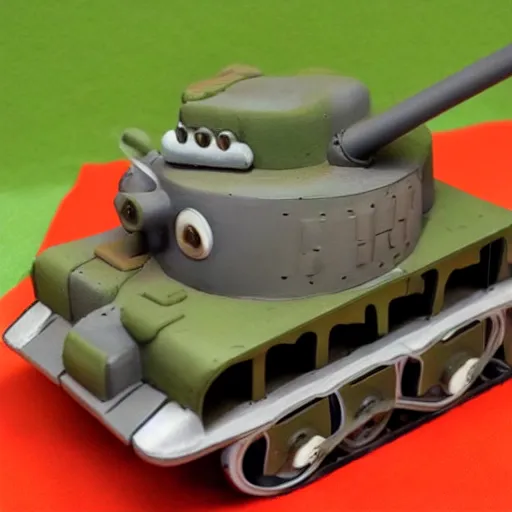 Prompt: thomas the military tank in the trolley dillema