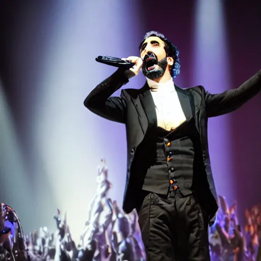 Prompt: serj tankian singing in the opera,