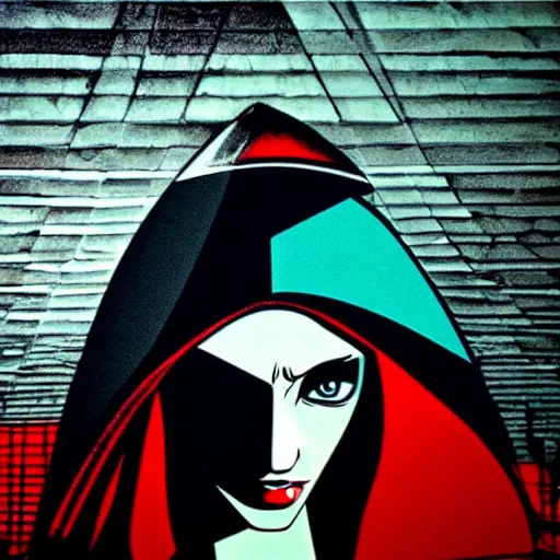 Image similar to Wall mural portrait of Pyramid Head, urban art, pop art, artgerm, by Roy Lichtenstein