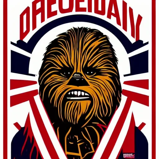 Image similar to chewbacca presidential election poster by sheperd fairey