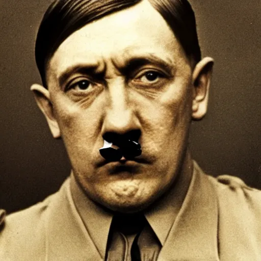 Image similar to adolf hitler with his mouth glued with tape, photo by gustave baumann
