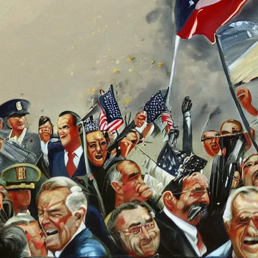 Image similar to Painting of George H.W. Bush destroying Iraq