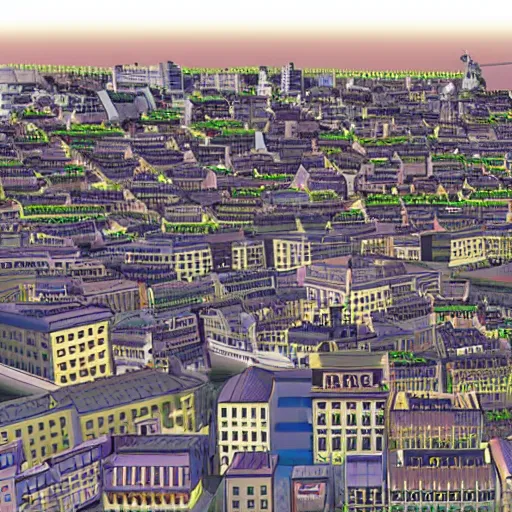 Image similar to vienna in the style of cities skylines