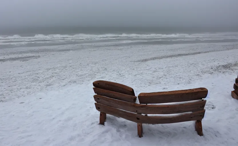 Prompt: snow at pismo beach