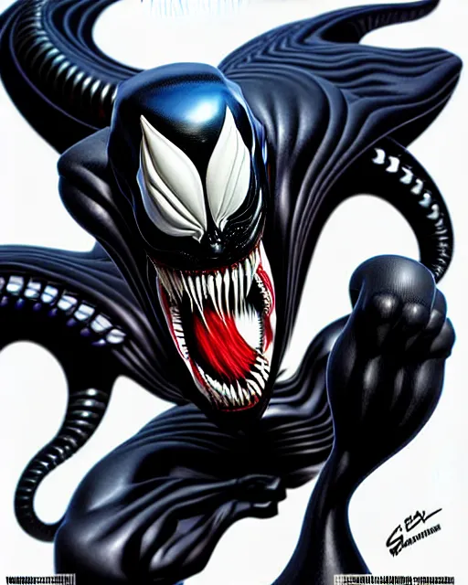 Image similar to a portrait of Venom by Javier Garron, Gerardo Sandoval and Clayton Crain