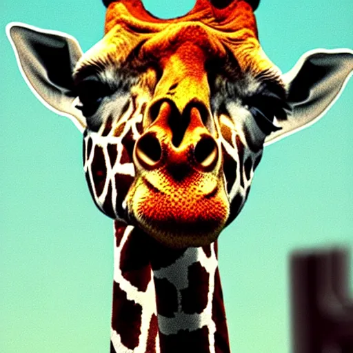 Image similar to giraffe smoking weed