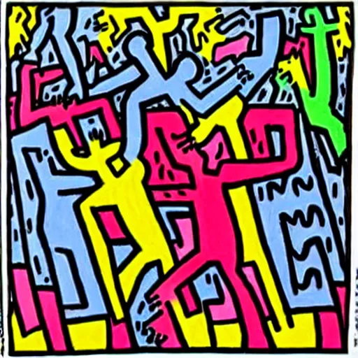 Prompt: drawing by keith harring