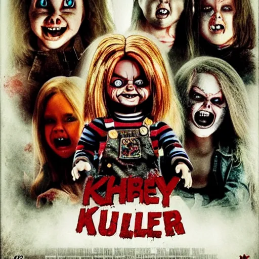 Image similar to Chucky the killer doll VS Zombies movie poster