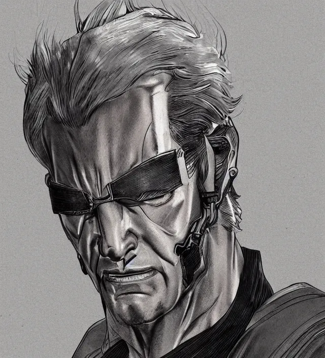 Image similar to a character portrait of senator steven armstrong from metal gear rising in the style of jean giraud in the style of moebius trending on artstation deviantart pinterest detailed realistic hd 8 k high resolution