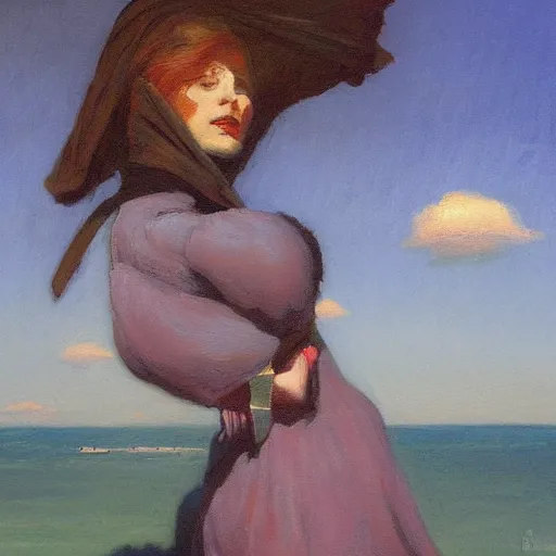 Prompt: a painting in the style of philip wilson steer and in the style of michael whelan.