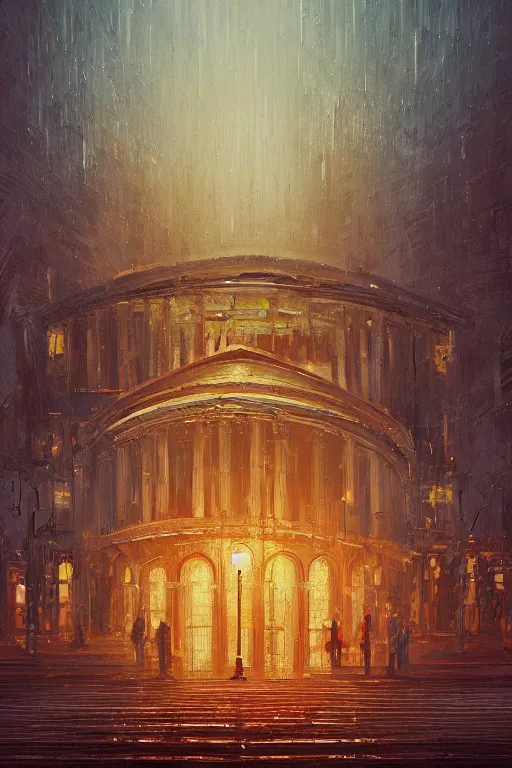 Prompt: a beautiful hyperrealistic painting of a night at the opera by Alena Aenami, Anton Semenov, Alejandro Burdisio, gigantic, octane render, brilliantly coloured, intricate, ultra wide angle, trending on artstation, dusk, volumetric lighting, polished, micro details, ray tracing, 8k