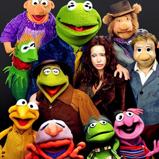 Image similar to “ photo of the cast of firefly as muppets, hd, photorealistic, award winning, in the style of annie liebowitz ”