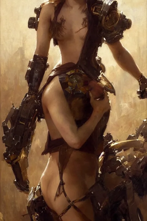 Prompt: detailed portrait of a beautiful emma watson as nier automata muscular, painting by gaston bussiere, craig mullins, j. c. leyendecker