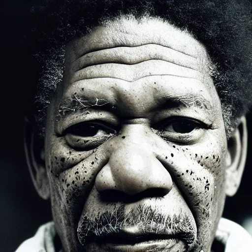 Prompt: a cinematic film still of Morgan Freeman starring in Boyz N The Hood, portrait, 40mm lens, shallow depth of field, close up, split lighting, cinematic