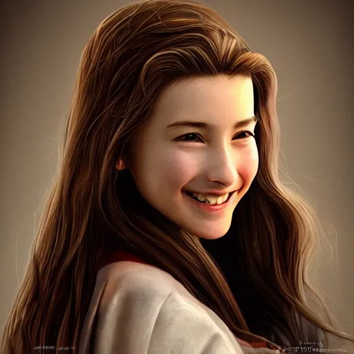 Image similar to portrait of aerith gainsborough smiling, matte painting, ultra realistic, highly detailed, sharp focus, cinematic lighting, mood lighting, realistic, vivid colors, painting, photorealistic, digital art, non blurry, sharp, smooth, illustration