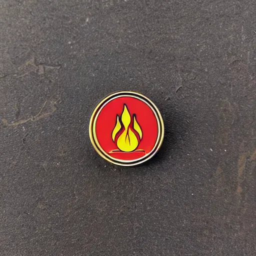 Image similar to minimalistic clean fire warning enamel pin