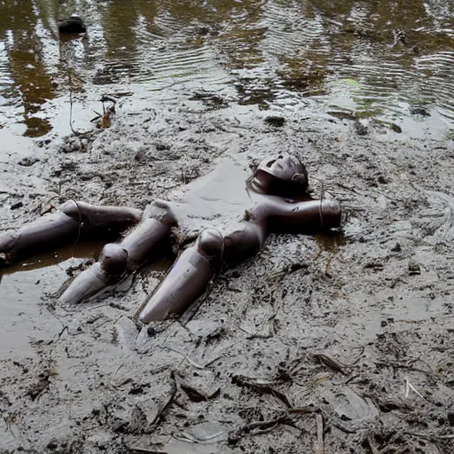 Image similar to a dummy, stuck in mud