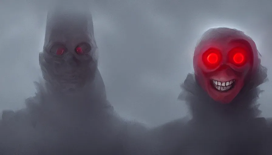 Prompt: Evil shadow with red eyes and a smile in the fog, hyperdetailed, artstation, cgsociety, 8k