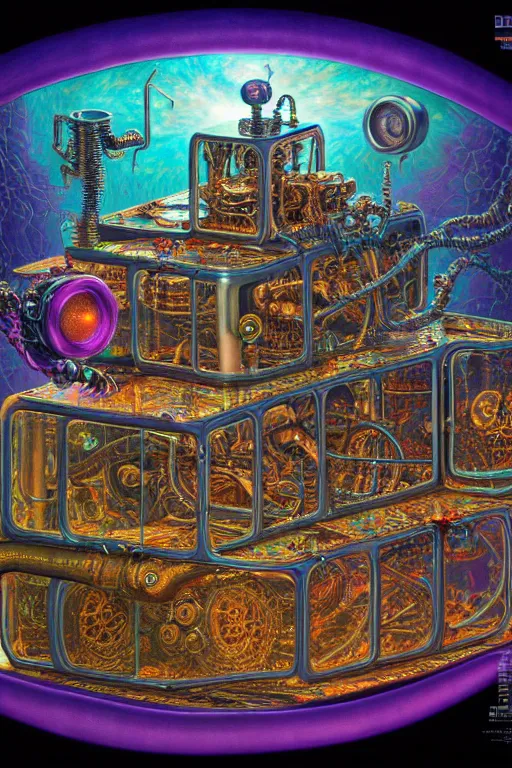 Prompt: a detailed photorealistic image of an ornate 3 d depth perspective transparent glass isometric metallic nightmare zombie horror machine electronic chemistry satellite chrome synthesis engine by johfra bosschart, lisa frank, dark fantasy art, high detail, trending on artstation