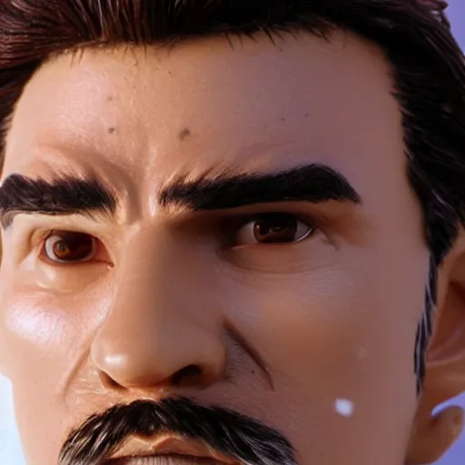 Image similar to a close up of mario's face ( live action, good high detailed face )