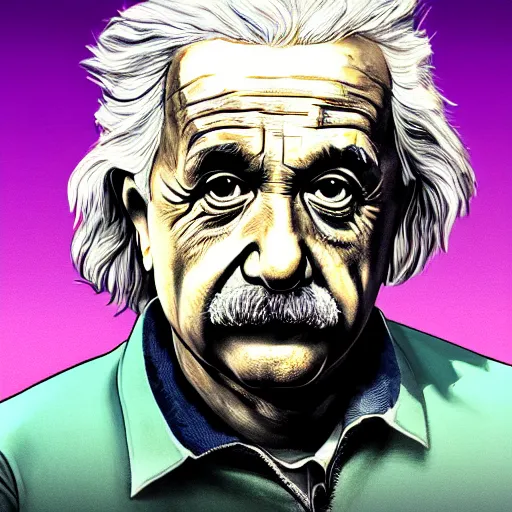 Image similar to illustration gta 5 artwork of albert einstein, in the style of gta 5 loading screen, by stephen bliss